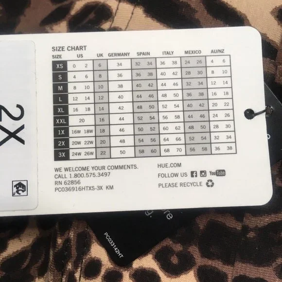 new Size 2XL HUE Women's Essentials BROWN Leopard Cotton Bike Shorts - Picture 4 of 7